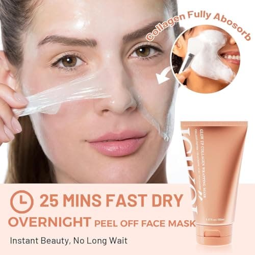 ICIKOL Collagen Peptides Night Wrapping Face Mask, Hyaluronic Acid Peel Off Masks with Vitamin E for Deep Hydrating and Smooth Looking, Overnight Facial Mask for Women Glass Skin, 150ML Large Size - Thumbnail 5