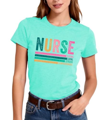 Nurse Shirt Women Nurseing School T Shirt-Vintage Nurse Short Sleeve Medical Tee Tops Inspirational Shirt - Thumbnail 2