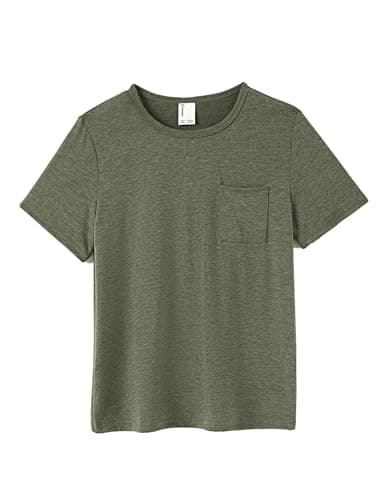 PATPAT Boys Short Sleeve Shirts Size 15-16 Years Army Green Summer Crewneck T Shirt with Chest Pocket Casual Basic Tops Tees for Teen Boy - Image 1