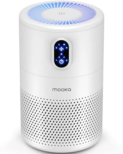 MOOKA Air Purifiers for Home Large Room up to 1076ft², H13 True HEPA Air Filter Cleaner, Odor Eliminator, Remove Smoke Dust Pollen Pet Dander, Night Light, B-D02L White - Image 1