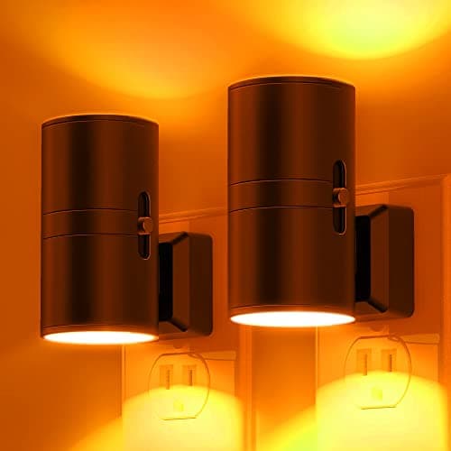 L LOHAS LED Night Light, Amber Nightlight, Dimmable Night Light, Light Sensor, Yellow Nightlight, 0-100LM, Sleep Light for Kids, Soft & Warm Light for Bedroom, Bathroom, 2 Pack - Image 1