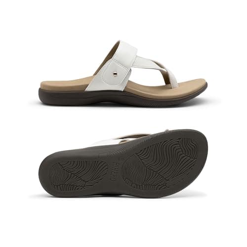 Rihero Orthopedic Sandals for Women Arch Support Flip Flops Comfortable Dressy Thong White Flat Sandals for Summer Beach Vacation Size 6.5 - Thumbnail 3