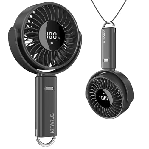 KinYiLO 6-Inch Large Handheld Fan, 6000mAh Battery Portable Fan with 100 Speed Levels, Strong Airflow Personal Fan, 5-30 Hours Working Time, 135° Foldable for Travel, Outdoor, Office (Black) - Image 1