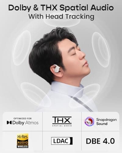 Cleer ARC 5 Open-Ear Headphones with Dolby Atmos & THX Spacial Audio – Smart Case with Touchscreen, 60H Battery, Bluetooth 5.4 Multipoint, IPX7 Waterproof Wireless Earbuds for Running & Workouts,White - Thumbnail 2