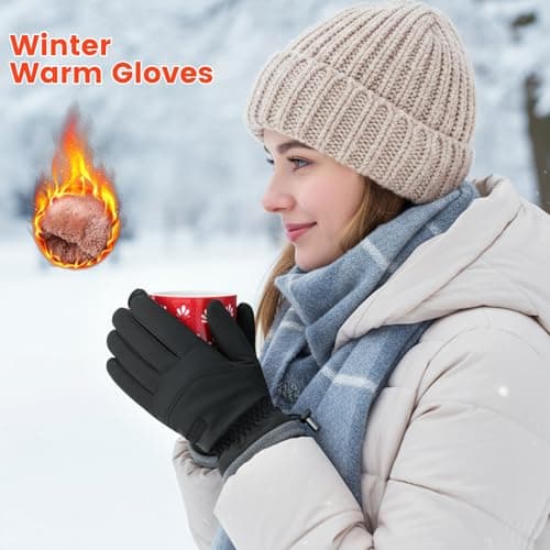 apaepr Winter Ski Gloves for Men & Women, Waterproof Insulated Cold Weather Work Gloves, Touchscreen Snow Gloves for Skiing, Snowboarding, Running, Cycling, Winter Work (Large, Black - Thumbnail 6