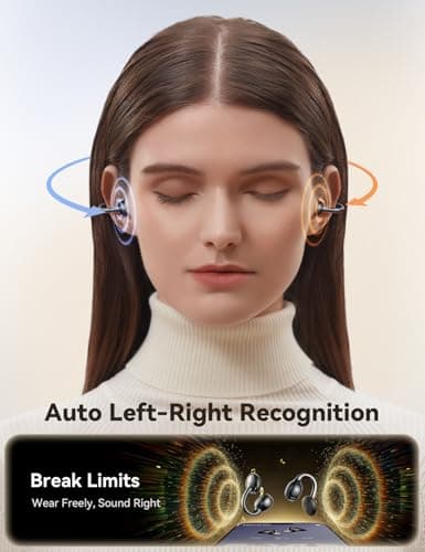 JOYROOM OE3 Clip-On Open Ear Earbuds Wireless Bluetooth Headphones for Running Workout Sport Ultra-Light Comfort Deep Bass Powerful Sound Auto L-R Recognition Multipoint Connection for Daily Use，Black - Thumbnail 4