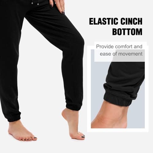 SINOPHANT Joggers for Women with Pockets Drawstring Sweatpants for Lounge Gym Yoga Black L - Thumbnail 5