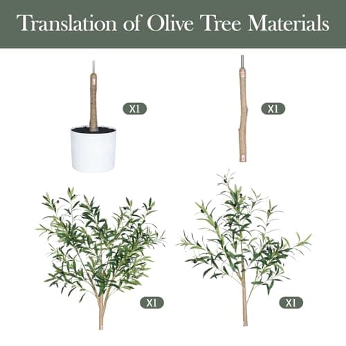 Sillaff Olive Tree 6FT Fake Tree Faux Plants Indoor with Pot Artificial Tree Nearly Natural Olive Branches and Fruits for Living Room Home Office Decorations - Thumbnail 6