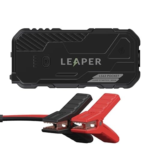Leaper 12V Jump Starter, Black, 800A Peak Current, 10000mAh Capacity. Single Pack with Carry case - Black