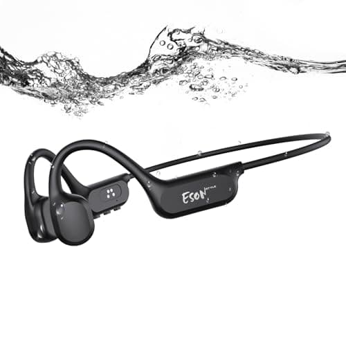 esonstyle Swimming Headphones Underwater - IP68 Waterproof Bone Conduction Headphones Bluetooth 6.0,Bone Conduction Earbuds with 8G MP3 for Swimming Running Cycling Sports (Black) - Image 1