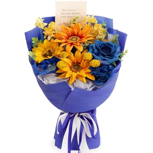 TINGE TIME Preserved Flowers Bouquet, Sunflower and Rose Bouquet, Flowers for Delivery, Graduation Gifts Teacher Appreciation Gifts Birthday Flowers Gifts for Women Mom Grandma Wife Friends - Image 1