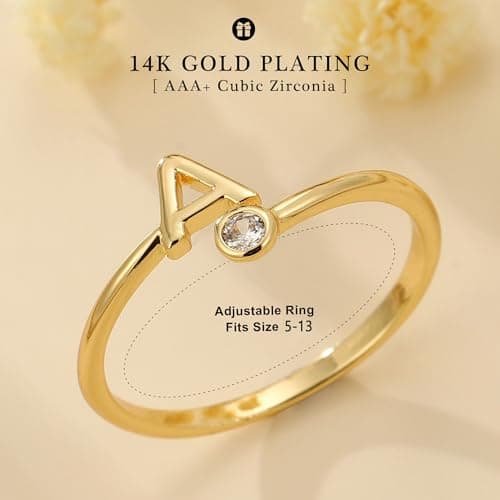 Turandoss Birthday Gifts for Teen Girls - Non Tarnish Initial Rings for Teen Girls | Cute Initial Rings Trendy Stuff | 6 7 8 9 10 11 12 13 14 Year Old Birthday Gifts - Thumbnail 2