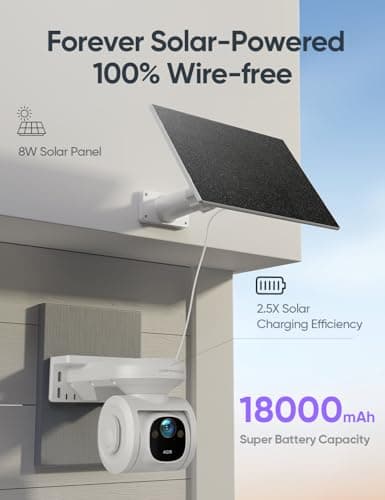 4G LTE Cellular Security Camera Outdoor 2.5K QHD, No WiFi 24/7 Recording, vSIM & 64GB SD, 8W Solar Panel Powered, Pan Tilt AI Person/Animial/Vehicle Tracking, Color Night Vision, IP67 Cold-Resistant - Thumbnail 4