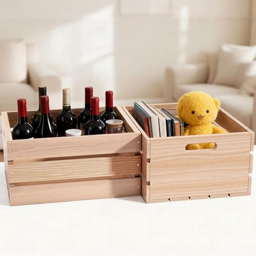 Wooden Crates for Storage - Versatile Pine Box for Home Decor, and Organizing Closets,Vinyl Records, Gifts,Souvenirs, or Farm Produce.Sturdy, Smooth & Elegant,Diy-Friendly with Rustic Charm (1) - Thumbnail 2