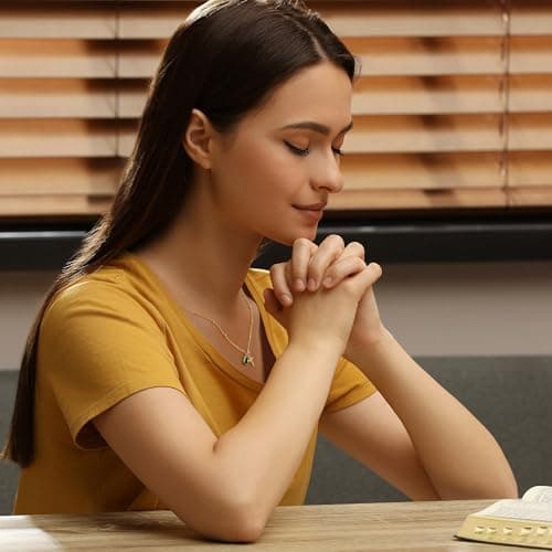 Turandoss Easter Basket Stuffers for Kids Teen Girls - Dainty 14K Gold Plated Cross Created Aquamarine March Birthstone Necklaces, 6 7 8 9 10 11 12 13 14 15 16 Years Old Birthday Easter Gifts - Thumbnail 3