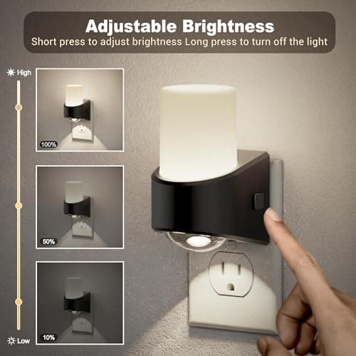 JandCase LED Night Lights Plug into Wall, Decorative Night Light with Dusk to Dawn Sensor, Adjustable Brightness, 5000K Daylight White Nightlight Plug in for Kids, Bathroom, Hallway, Bedroom, Stairway - Thumbnail 2