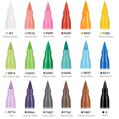 HOTU 18 Colors Acrylic Paint Markers for Fabric Wood Sketchbook Eggs, Large Capacity(6.6g Each) No-bleed Brush Tip Water-based Acrylic Paint Pens with Automatic Ink Control, Art&DIY Crafts - Thumbnail 3