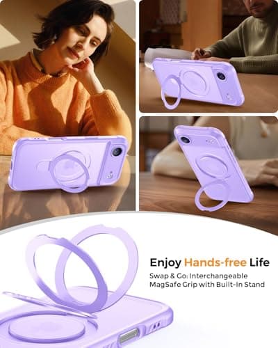 MOCCA Design for iPhone Air Case, Compatible with Magsafe [Premium Invisible Magnetic Ring Stand] [Military Drop Protection] Full Camera Guard Translucent Matte Slim Phone Cover 6.5",Light Purple - Thumbnail 4