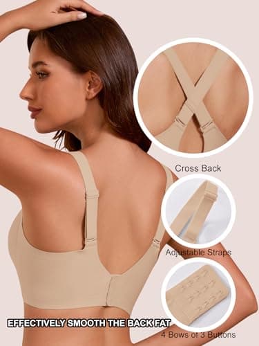 COCOMARTS Jelly Bras for Women No Underwire Seamless Push Up Scalloped Tshirt Bralettes Comfortable Wireless Everyday Bra Nude 3X-Large - Thumbnail 5