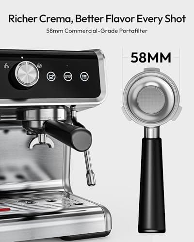 EUHOMY Espresso Machine with Grinder, 20 Bar Professional Espresso Coffee Maker for Home, with Milk Frother for Latte, Cappuccino & Barista-Style Drinks - Thumbnail 6