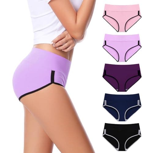 CAILECOTTON Womens Underwear Cotton Underwear for women High Waisted Full Coverage Brief Soft Stretch Breathable Everyday Hipster Ladies Pantie Comfy Briefs - Multi 5 pack - Image 1