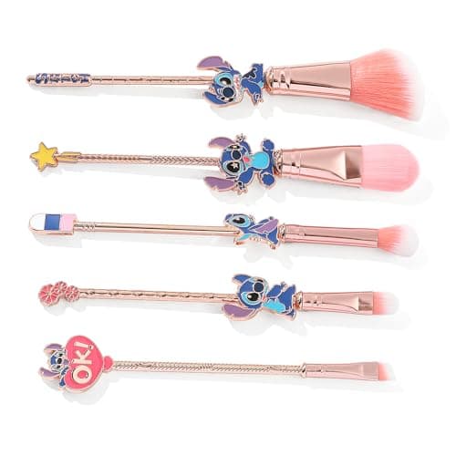 Big Eyes Monster Theme Cosmetic Brushes Set, Makeup Brushes Set, StTich Stuff for Young Girl Women- 5pcs Pink - Thumbnail 2