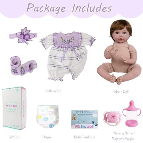 Milidool Lifelike Reborn Baby Dolls - 22 Inch Realistic Reborn Baby Dolls Girl, Real Looking Newborn Real Life Baby Dolls with Complete Accessories, Perfect for Cuddling, Playtime, and Gift Giving - Thumbnail 5