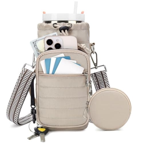 YIQUN Water Bottle Carrier Bag with Strap 32oz 40oz Insulated Water Bottle Carrier Sling Bag with Phone Pocket for Walking, Hiking, Cycling - Image 1