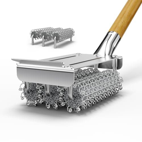 HOUSE AGAIN Grill Brush and Scraper Bristle Free with 3 Replacement Head 304 Stainless Steel Food-Grade Grill Accessories, Safe BBQ Cleaner Brush Strong Barbecue Cleaning Brush for Outdoor Grill Grate - Image 1