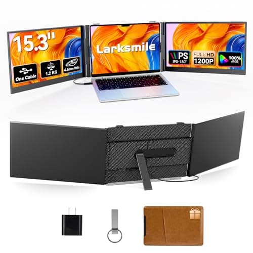 Larksmile Triple Laptop Screen Extender, One Cable Setup 15.3" Portable Monitor for Laptop, 16:10 FHD 1200P Triple Monitor, 100% sRGB Ultra Light External Display for Mac Windows Business Travel - Image 1