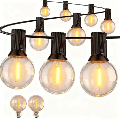 Kivonfa 100FT LED Outdoor String Lights, G40 Globe Christmas String Lights Waterproof with 50 Warm White Bulbs & 2 Spare, Connectable Hanging Lights for Patio Backyard Porch Christmas Party Decor