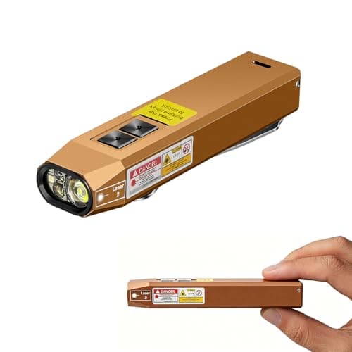 ERITOM Rechargeable EDC Flashlight USB C with White Light, UV and Green Beam 1000 Lumens Portable Flat Flashlight,Programming dimming，for Night Duty, Emergency Repair Brown