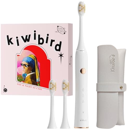 KIWIBIRD K1 MINI Sonic Toothbrush for Teenagers, Slim 85g Lightweight, 90-Day Long Battery, Travel Case & Pouch, IPX7 Waterproof, Sensitive Gums & Teeth, White - Image 1