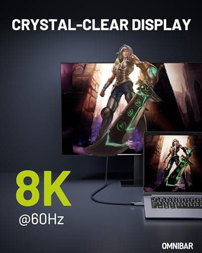 OMNIBAR 240W USB C to USB C Cable (3FT/Braided), USB 4 Cable, 40Gbps Data Sync, 8K HD Display, USB-IF Certified, Thunderbolt 4/3 Compatible, for iPhone 17/16, Samsung S25/S24, Tablets, Laptop, Monitor - Thumbnail 3