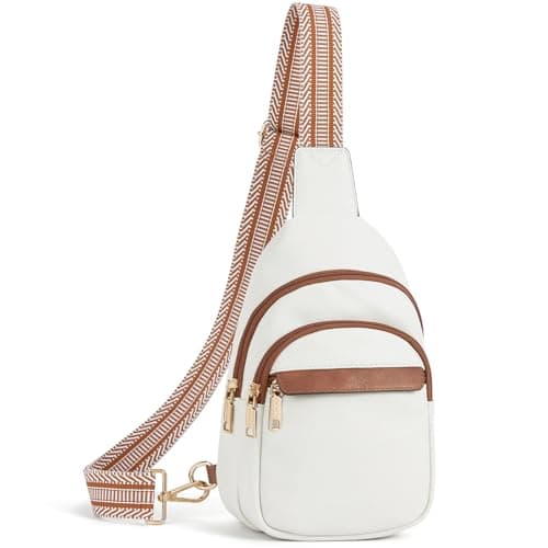 BOSTANTEN Small Sling Bag for Women Leather Crossbody Bags Fanny Pack Chest Bag for Travel, Beige - Image 1
