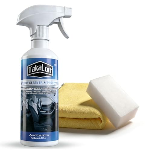TAKALORT Car Interior Cleaner & Protectant, 16 Fl Oz Spray – Cleans & Helps Protect Dashboard, Leather, Vinyl & Plastic, Adjustable Spray Nozzle, Includes Towel & Magic Eraser Sponge (Pack of 1) - Image 1
