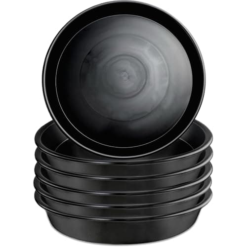 Garrdeen 6 Pack 8 Inch Black Plant Saucers, Heavy Duty PP Plastic Plant Trays for Pots, Durable Flower Pot & Planter Saucers, Water Catcher Drip Trays Indoor Outdoor Use - Image 1