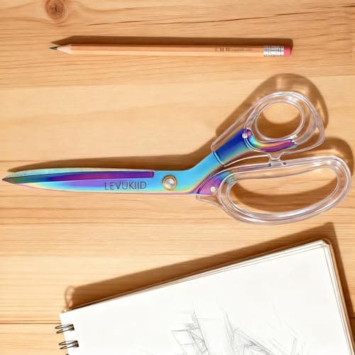 scissors all purpose scissors for office, 9 Inch Titanium Coated Blades and Ergonomic, Clear Sscissors for Office Desk, Modern Design for Craft, Sewing, fabric,Office/Multicolored - Thumbnail 3
