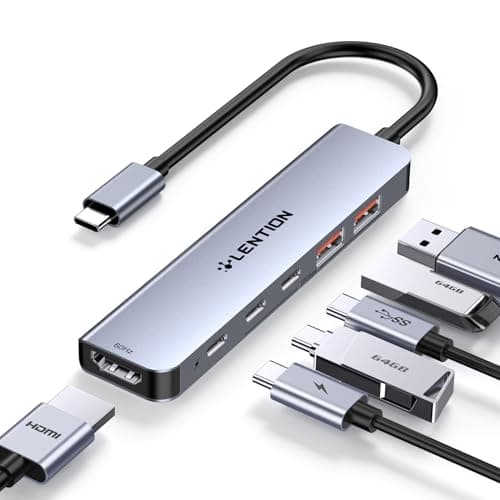 LENTION 6-in-1 USB C Hub with 4K HDMI, 10Gbps Data Transfer, 100W PD Charging, 2×USB-C 2×USB-A for MacBook Pro/Air, iPad Pro, Gray CE37 - Image 1