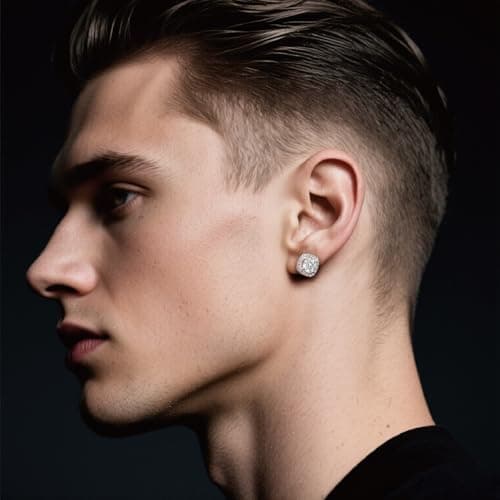 Ve Celestelle Moissanite Square Halo Stud Earrings 0.5-2CT D Color VVS1 Clarity Lab-Created 18K Gold Plated 925 Sterling Silver Hypoallergenic Earrings for Women Men Wedding Valentine’s Gift (White Gold, 2 carats-(1ct*2)-10mm) - Thumbnail 2