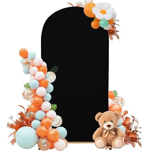 SUKAIKEQA 7.2FT Wedding Arch Cover – Stretchy Spandex Fabric Backdrop for Arch Stand – Ideal for Wedding Ceremony, Birthday Party, Baby Shower & Photo Booth Decoration (Black) - Image 1