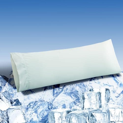 LOVSTOY Cooling Pillow Cases Body Size, Breathable Cool Pillowcases for Hair Skin and Hot Sleepers, Soft Silky Summer Pillow Cover with Envelope Closure, Emerald Blue, 20"x54" - Image 1