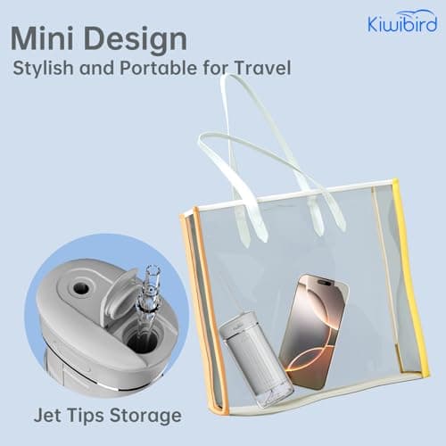 KIWIBIRD Mini Water Flosser for Travel, Ultra-Portable Cordless Oral Irrigator with UVC Light, IPX8 Waterproof 3 Modes, 230mL Teeth Cleaner for Tonsil Stones & Braces Care - Home & Travel (Purple) - Thumbnail 6