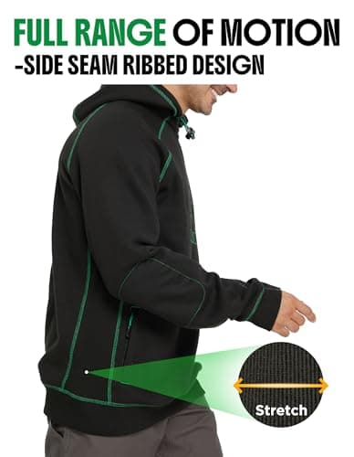 SKPRO Men's Hoodie Black Oversized Sweatshirts, Fleece Lined Hoodies Pullover, Loose Fit Work Hooded with Zip Pockets (Black, M) - Thumbnail 4