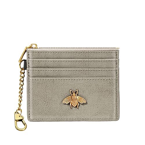 SEAVILIA Card Holder Keychain Wallet for Women with ID Window RFID Coin Purse Bee Gifts Slim Minimalist Small Wallet - Image 1