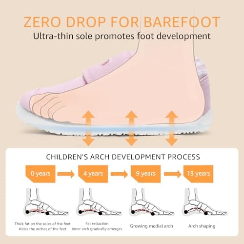 STQ KIDS Toddler Wide Toe Box Shoes Barefoot Shoe Girls Kids Walking Girl Sneakers Non-Slip Lightweight Comfortable First Walking Tennis Outdoor Activities Water Pink Little Kid Size 11 - Thumbnail 4