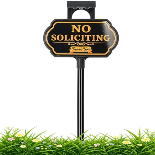 Solar No Soliciting Sign for Home - No Solicitation Signs for Home 39" Extra Tall Aluminum Yard Sign with LED Light, 10" x 5", Weatherproof & Fade-Resistant Decorative Sign for House, Garden & Lawn - Image 1