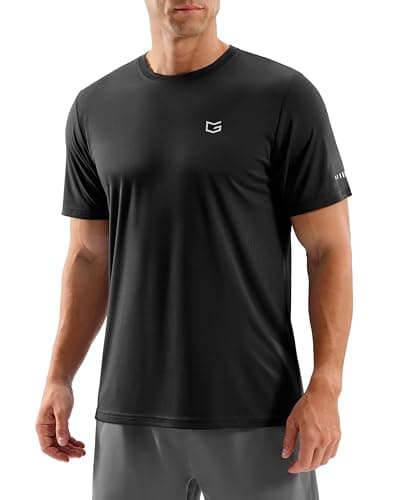 Men's Workout Breathable T-Shirts Dry Fit UPF 50+ Sun Shirts Quick Dry Cooling Tee for Athletic, Running, Hiking (Black, 2XL) - Image 1