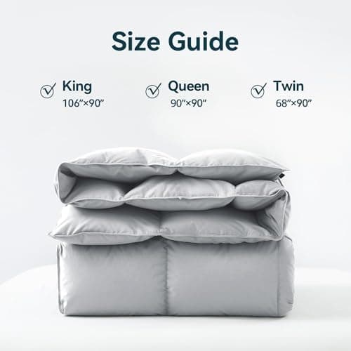 WarmKiss King Size Down Comforter, Luxurious All-Season Duvet Insert with noiseless Skin-Friendly Tencel Blend Cover, Cloud-Soft & Breathable, 8 Corner Tabs, Machine Washable, Grey (106" x 90") - Thumbnail 6