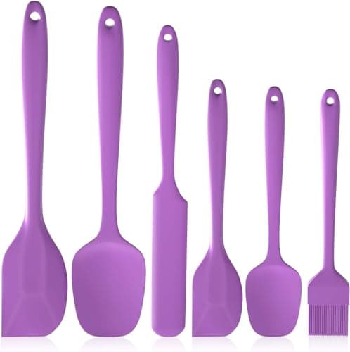 HFLYJPYW Spatulas Set of 6, Food Grade Silicone Spatulas Rubber Heat Resistant, Stainless Steel Core, Kitchen Utensils Nonstick for for Cooking, Baking and Mixing(purple) - Image 1